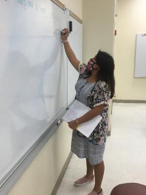 Rachel Nandho working on a mathematical proof in the ACE.